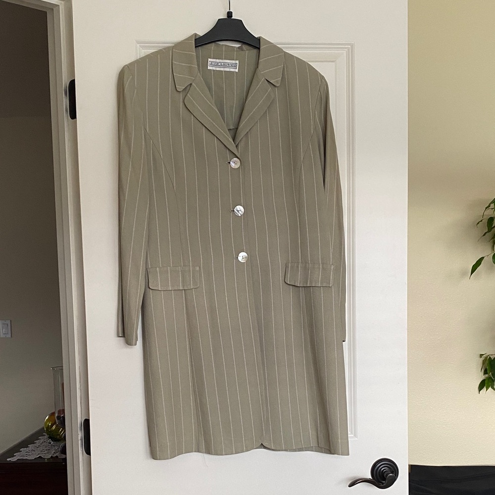 Jessica Howard vintage sage Pinstripe Blazer